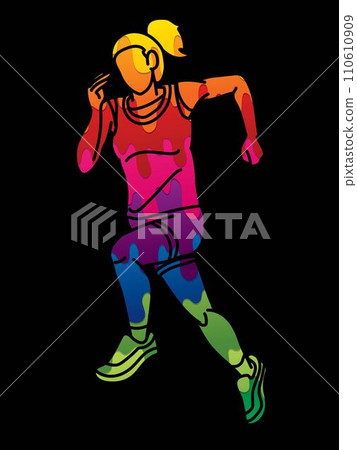A Woman Running Action Marathon Runner Start Running Cartoon Sport Graphic Vector A Woman Running Action Marathon Runner Start Running Cartoon Sport Graphic Vector 110610909