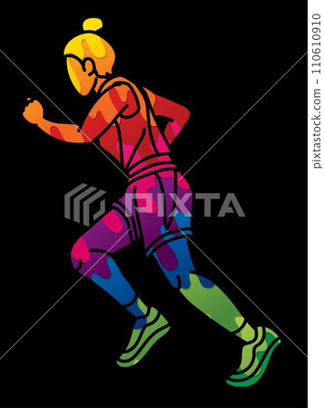 A Woman Running Action Marathon Runner Start Running Cartoon Sport Graphic Vector 110610910