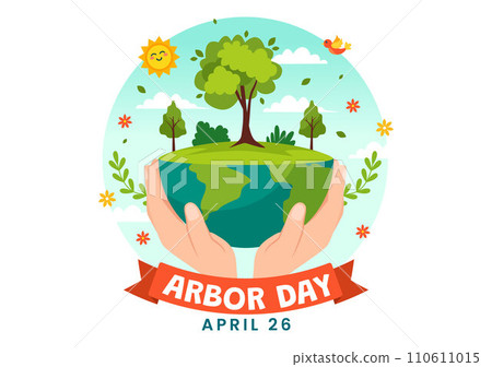 Happy Arbor Day Vector Illustration with Planting a Tree, Plant, Garden Tools and Nature Environment in Flat Kids Cartoon Background Happy Arbor Day Vector Illustration with Planting a Tree, Plant, Garden Tools and Nature Environment in Flat Kids Cartoon Background 110611015