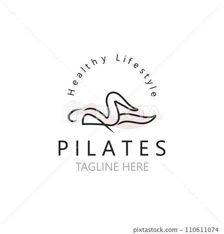 Abstract pilates Logo, Yoga identity body balance vector monoline Design Template. wellness lifestyle Abstract pilates Logo, Yoga identity body balance vector monoline Design Template. wellness lifestyle 110611074