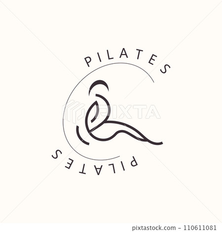 Abstract pilates Logo, Yoga identity body balance vector monoline Design Template. wellness lifestyle 110611081