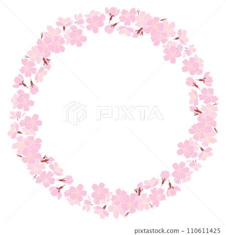 櫻花盛開的圓形框架 110611425