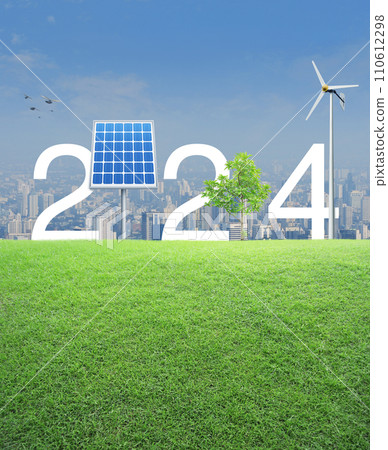 Happy new year 2024 ecological cover concept 110612298