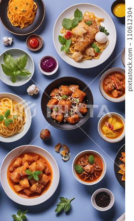 set of different dishes on the table set of different dishes on the table 110612304