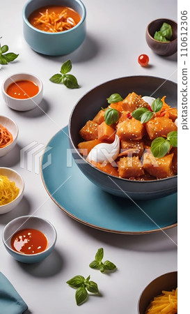 set of different dishes on the table set of different dishes on the table 110612306