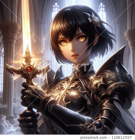 female knight holding a sword 110612507