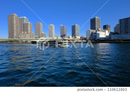 從聖路加塔前眺望佃大橋的隅田川風景 110612803