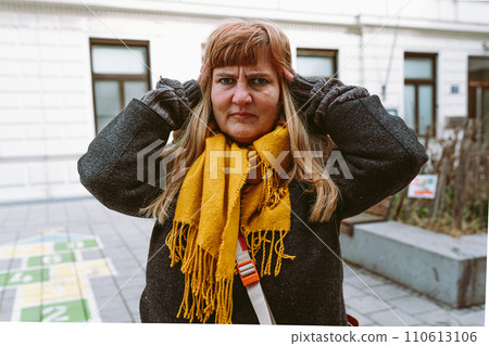 Portrait of an emotional woman with emotions on face Portrait of an emotional woman with emotions on face 110613106