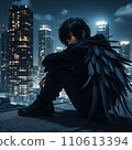 一個長著黑色翅膀的男人看著這座城市 110613394