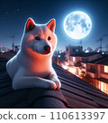 白色柴犬與滿月之夜 110613397