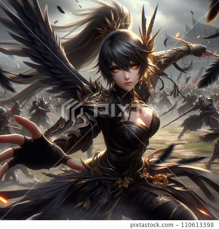 The woman with black feathers and the battlefield The woman with black feathers and the battlefield 110613398