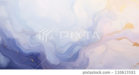Golden decoration in purple and blue fluid in alcohol ink art style on white background. Horizontal abstract banner. AI generated image Golden decoration in purple and blue fluid in alcohol ink art style on white background. Horizontal abstract banner. AI generated image 110613581