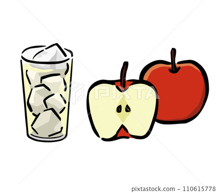 Illustration of apples, apple juice, and apple sour 110615778