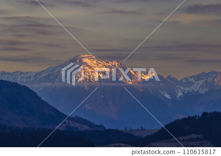 Winter landscape with Triglav peak, Triglavski national park, Slovenia 110615817