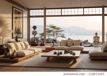 Generative AI The interior of a living room in Japanese style 110615945