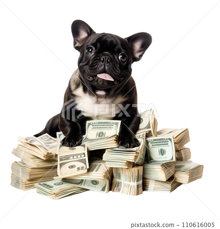 Cool rich successful dog with money. 110616005