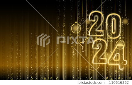 2024 Happy New Year shining light sparkles background 110616262