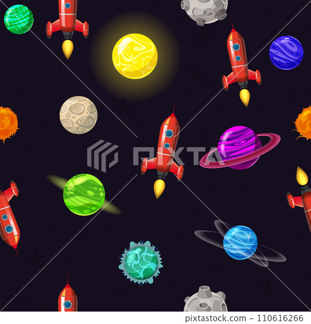 Seamless pattern space planets, rockets and stars Seamless pattern space planets, rockets and stars 110616266