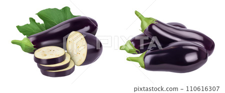 Eggplant or aubergine isolated on white background with full depth of field 110616307