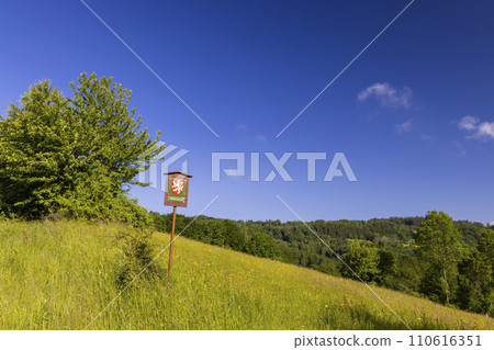 Typical Spring landscape in White Carpathians near Stary Hrozenkov, Southern Moravia, Czech Republic 110616351