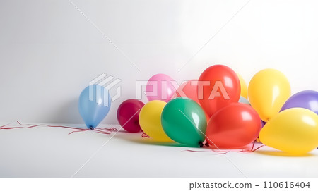 AI-generated content. Colorful balloons on white background, neural network generated image 110616404
