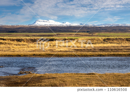 Autumn country with a river, East Iceland Autumn country with a river, East Iceland 110616508