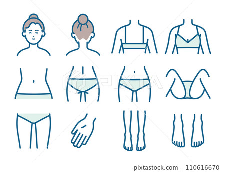 Women's hair removal areas by part 110616670