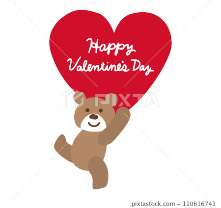 Illustration of a bear carrying a Valentine's Day heart Illustration of a bear carrying a Valentine's Day heart 110616741