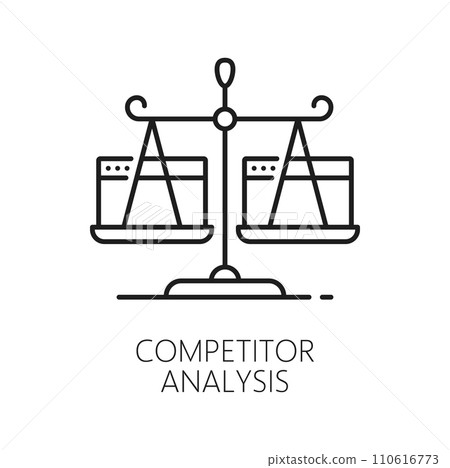 Competitor analysis, web audit icon for content search results optimization, vector outline pictogram. SEO and marketing content analytics of competitor web site for search results optimization Competitor analysis, web audit icon for content search results optimization, vector outline pictogram. SEO and marketing content analytics of competitor web site for search results optimization 110616773