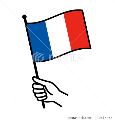 Illustration of a hand holding the French flag Illustration of a hand holding the French flag 110616837