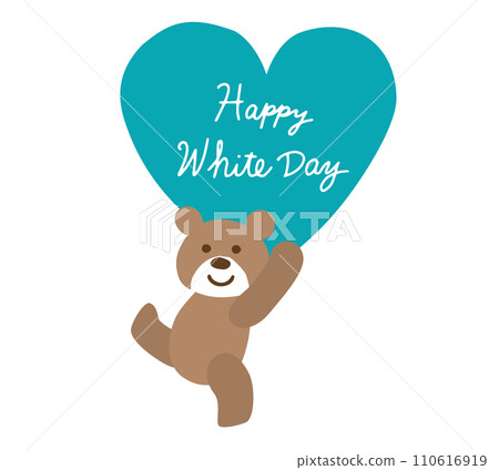 Illustration of a bear carrying a heart for White Day Illustration of a bear carrying a heart for White Day 110616919