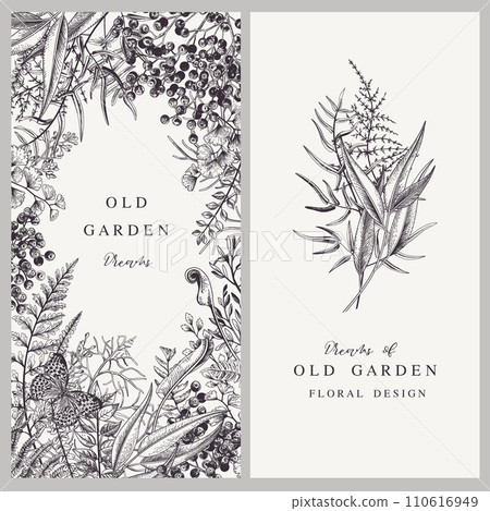 Set of invitations. Floral frame Set of invitations. Floral frame 110616949