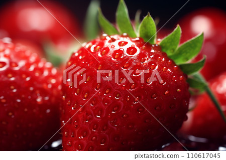 Generative AI Delicious strawberries, close-up image 110617045
