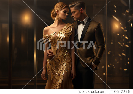 Generative AI an elegantly dressed couple Generative AI an elegantly dressed couple 110617236