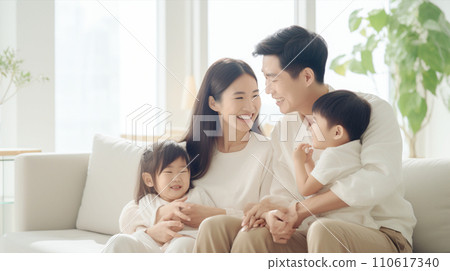 Happy family in living room AI-generated image 110617340