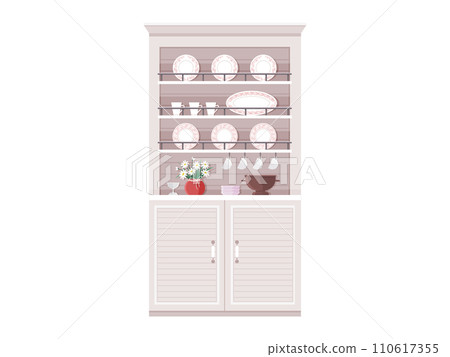 Kitchen furniture vector illustration. Durable and decorative, kitchen elements create comfortable cooking atmosphere Well-designed installations and kitchenware enhance aesthetics home Comfortable 110617355
