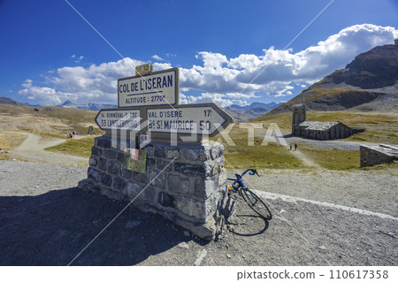Road signs, Col de l'Iseran, Savoy, France Road signs, Col de l'Iseran, Savoy, France 110617358