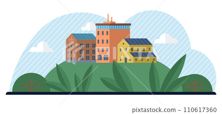 Clean city vector illustration. It prioritizes renewable energy sources, promotes energy efficiency, and reduces greenhouse gas emissions By embracing green technology and sustainable infrastructure 110617360