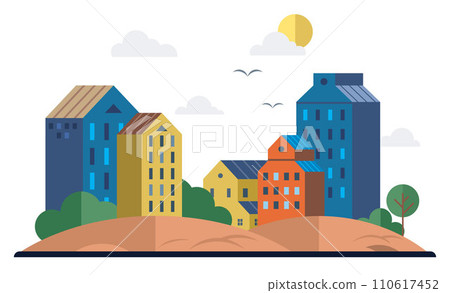 Clean city vector illustration. It is place where nature and urban life thrive in harmony, and well-being of planet is shared priority A clean city represents vision of sustainable and resilient Clean city vector illustration. It is place where nature and urban life thrive in harmony, and well-being of planet is shared priority A clean city represents vision of sustainable and resilient 110617452