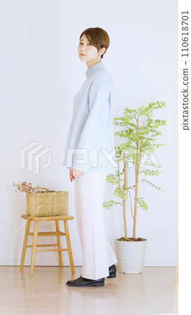 Fashion coordination of women's winter clothes, whole body (portrait) 110618701