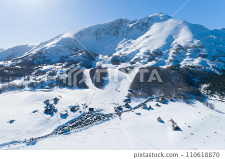 snowy slopes of Savin Kuk ski resort in Montenegro snowy slopes of Savin Kuk ski resort in Montenegro 110618870