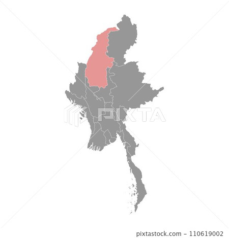 Sagaing state map, administrative division of Myanmar. Vector illustration. Sagaing state map, administrative division of Myanmar. Vector illustration. 110619002