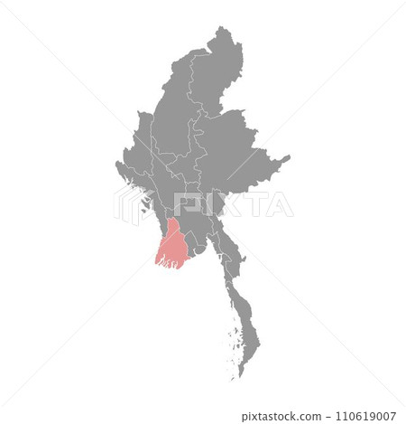 Ayeyarwady region map, administrative division of Myanmar. Vector illustration. 110619007