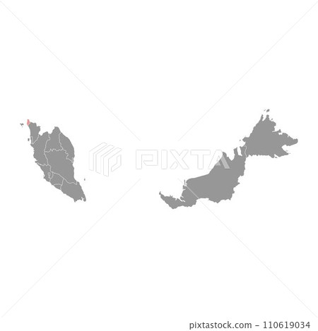 Perlis state map, administrative division of Malaysia. Vector illustration. 110619034