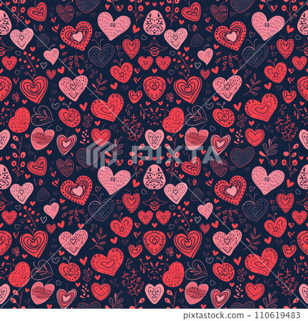 Valentine's day or mother's day background, red hearts on white background seamless pattern Valentine's day or mother's day background, red hearts on white background seamless pattern 110619483
