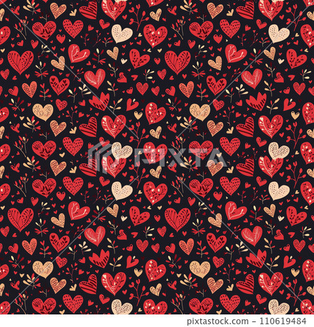 Valentine's day or mother's day background, red hearts on white background seamless pattern 110619484