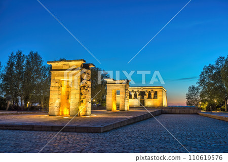Madrid Spain, night city skyline at Temple of Debod Madrid Spain, night city skyline at Temple of Debod 110619576