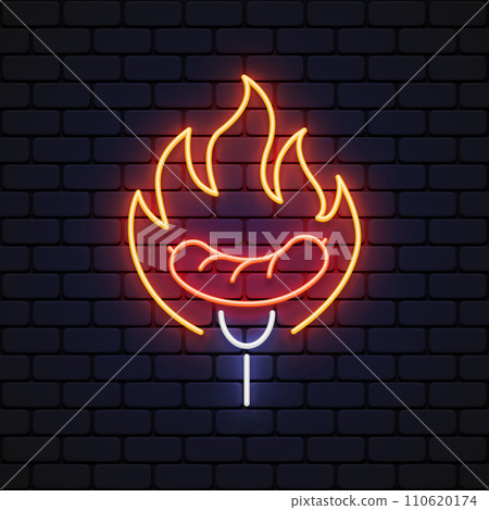 Sausage neon icon on light background. Vector illustration Sausage neon icon on light background. Vector illustration 110620174