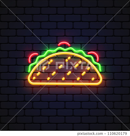 Taco icon neon for decoration design. Vector illustration Taco icon neon for decoration design. Vector illustration 110620179