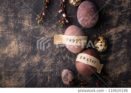 Easter eggs painted with natural dye Easter eggs painted with natural dye 110620186